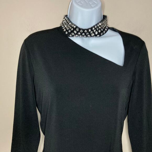 Alice + Olivia Kayson Embellished Cutout Bodysuit In Black Crystal Size Large - Picture 6 of 16